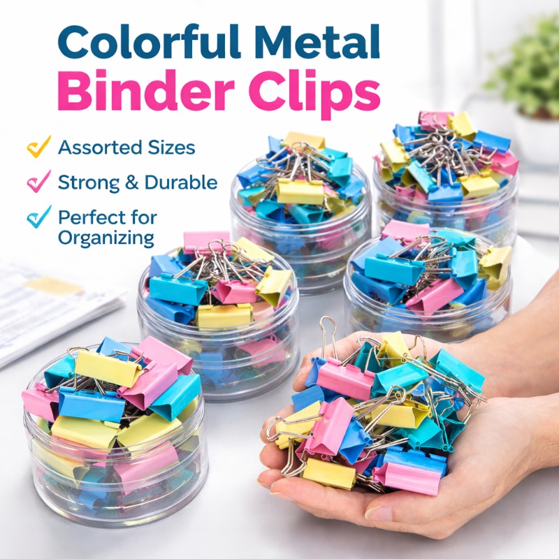 Binder Clip Assorted - 40 sztuk/zestaw Długie Kolorowe Metalowe Klipsy