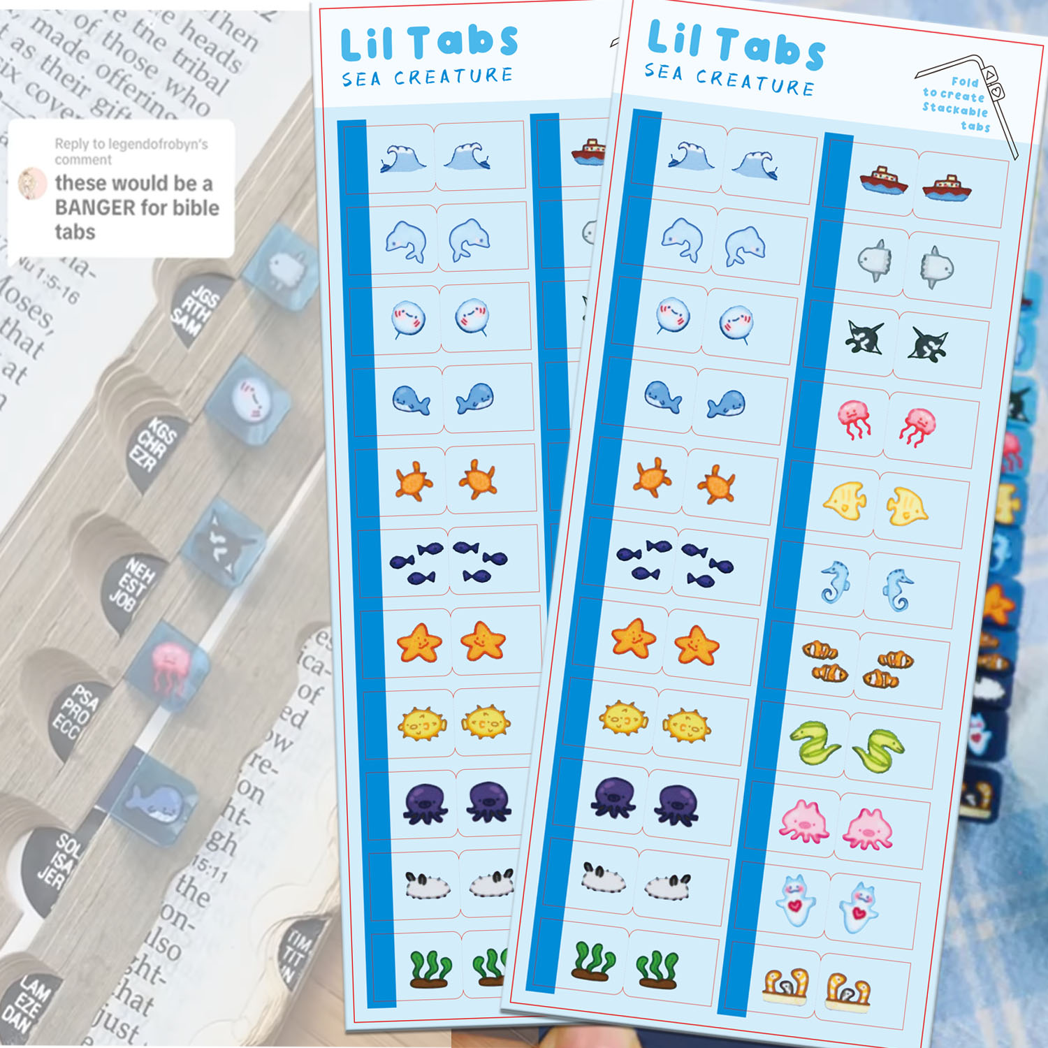 Index Tab Divider - Naklejki z motywem morskich stworzeń Lil