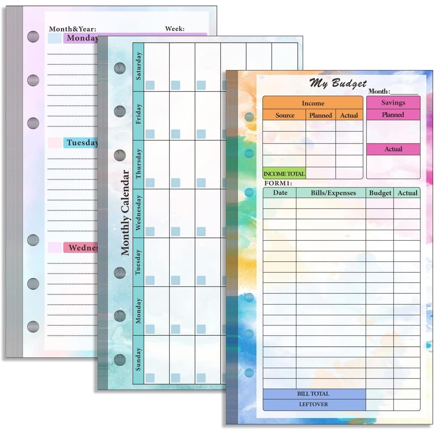 Planner Weekly Budget - Zestaw wkładek do segregatora A6 z